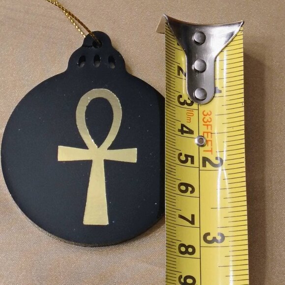 Set of 6 Ankh Christmas & Kwanzaa Ornaments – Metallic Gold African Heritage - Picture 2 of 2